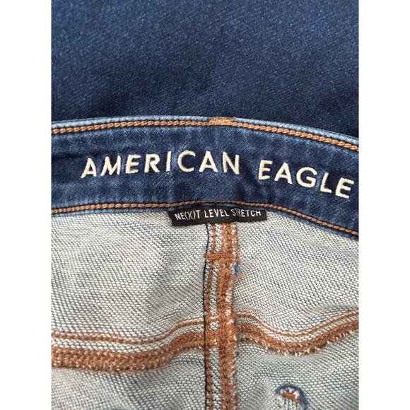 American Eagle Next Level Stretch Jeans Womens Size 4 X-Long Distressed Raw Hem - Picture 6 of 13